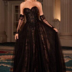 Black formal dress.Prom wedding guest black tie gala pageant military ball